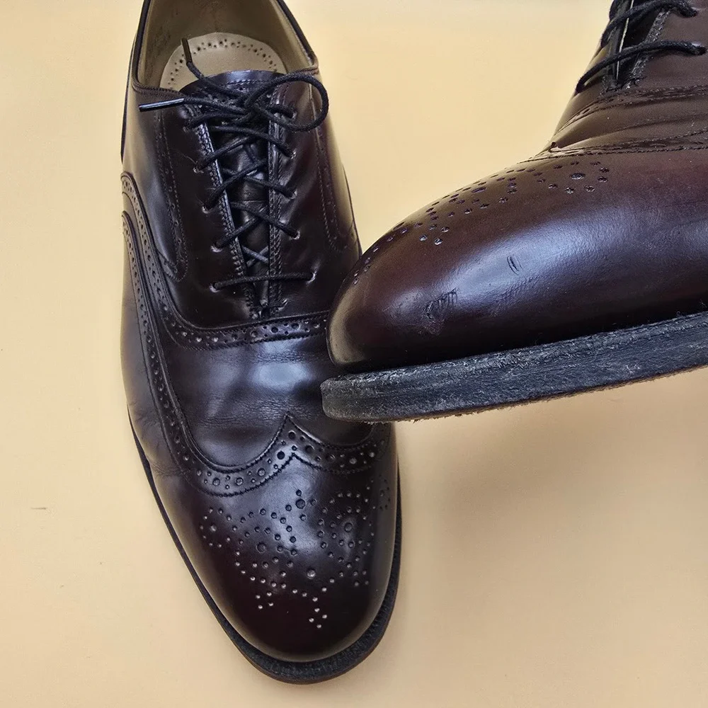 Johnston & Murphy Limited Burgundy Leather Wingtip Oxford Dress Shoes‎ Mens 11 C